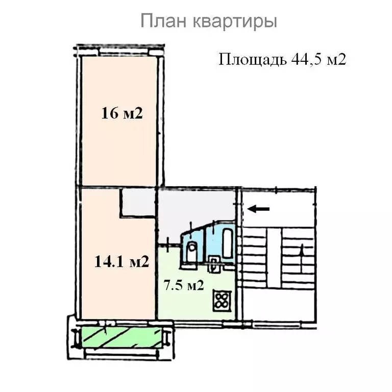 2-к кв. Санкт-Петербург Будапештская ул., 56 (44.0 м) - Фото 0