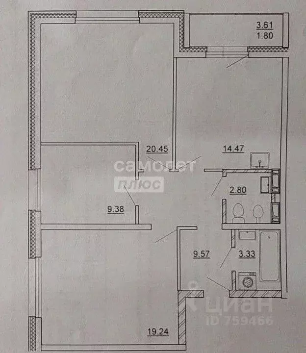 3-к кв. Новосибирская область, Новосибирск Троллейная ул., 12 (81.04 ... - Фото 1