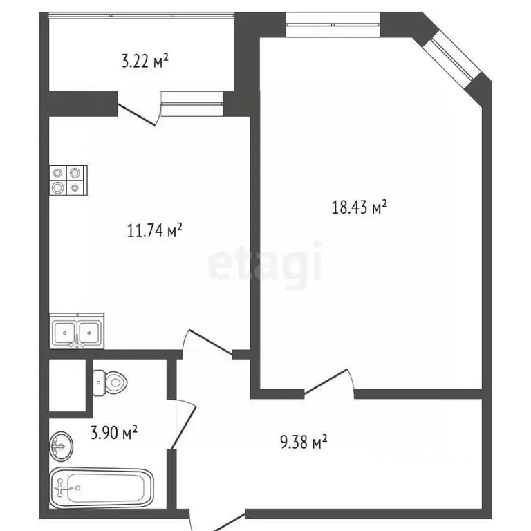 2-к кв. Москва пос. Коммунарка, ул. Бачуринская, 22к1 (47.3 м) - Фото 1