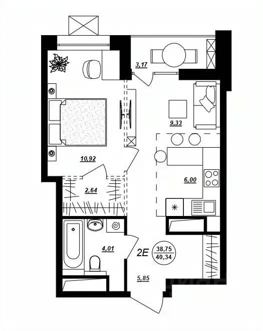 2-к кв. Хабаровский край, Хабаровск ул. Демьяна Бедного (40.34 м) - Фото 1