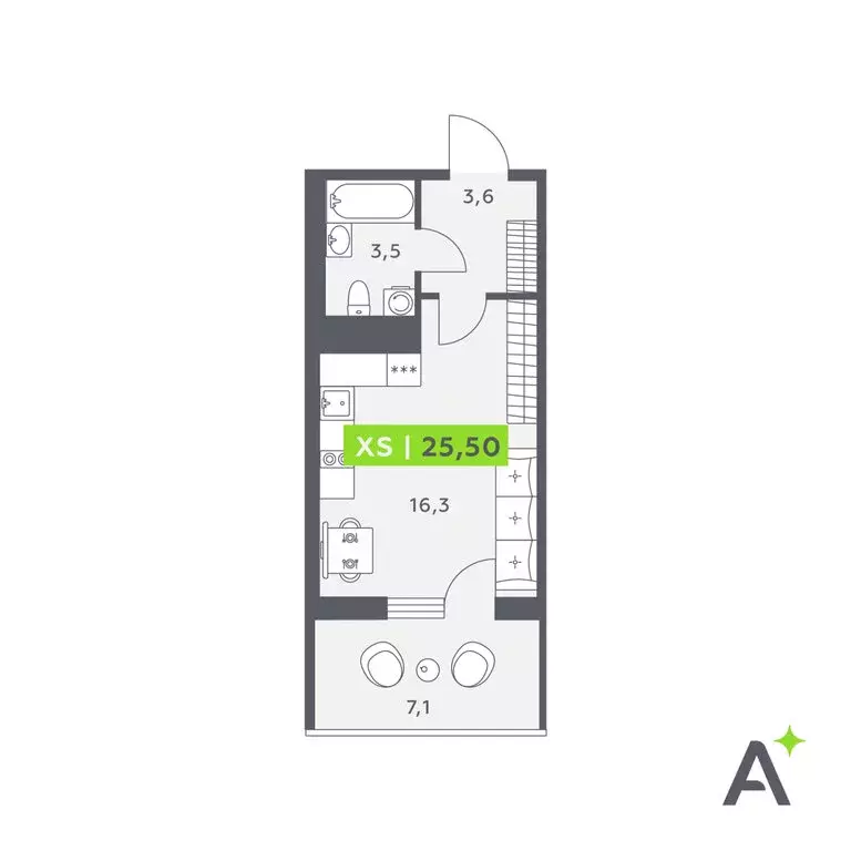 Квартира-студия: Кудрово, Солнечная улица, 10к1 (25.5 м) - Фото 1