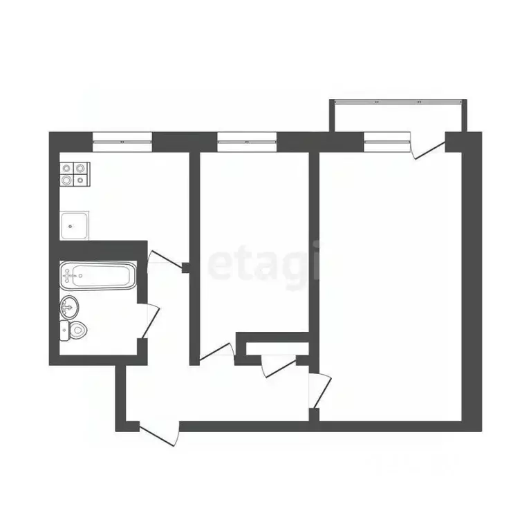 2-к кв. Самарская область, Самара просп. Металлургов, 69А (42.8 м) - Фото 2