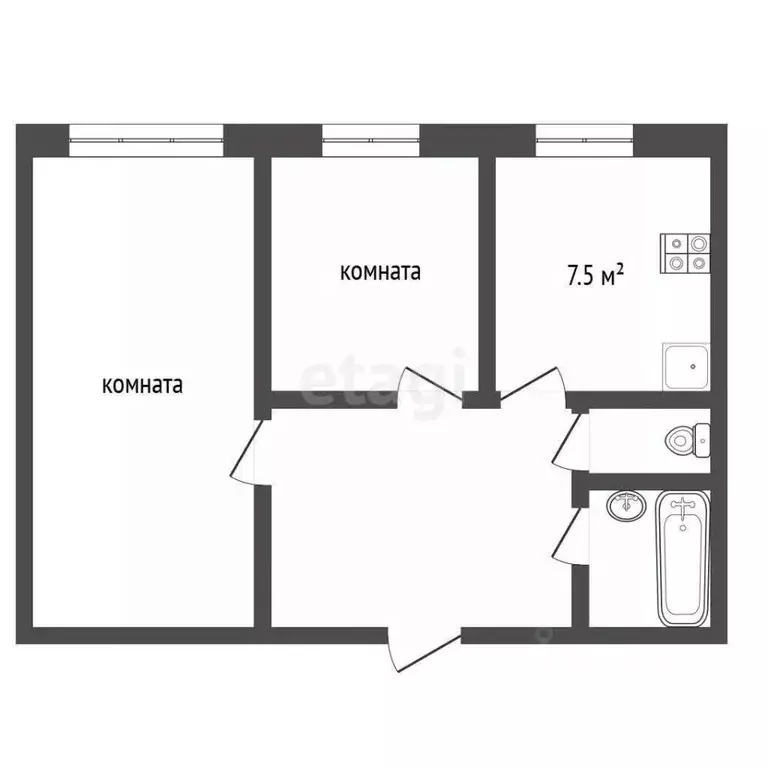 2-к кв. Московская область, Коломна Весенняя ул., 26 (46.0 м) - Фото 2