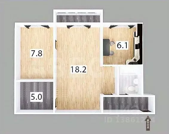 2-к кв. Омская область, Омск Спортивный проезд, 12 (44.7 м) - Фото 2