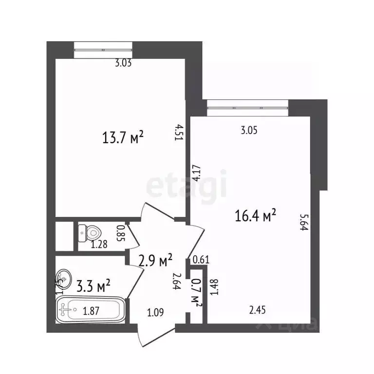 1-к кв. Санкт-Петербург дор. Муринская, 84 (38.0 м) - Фото 2