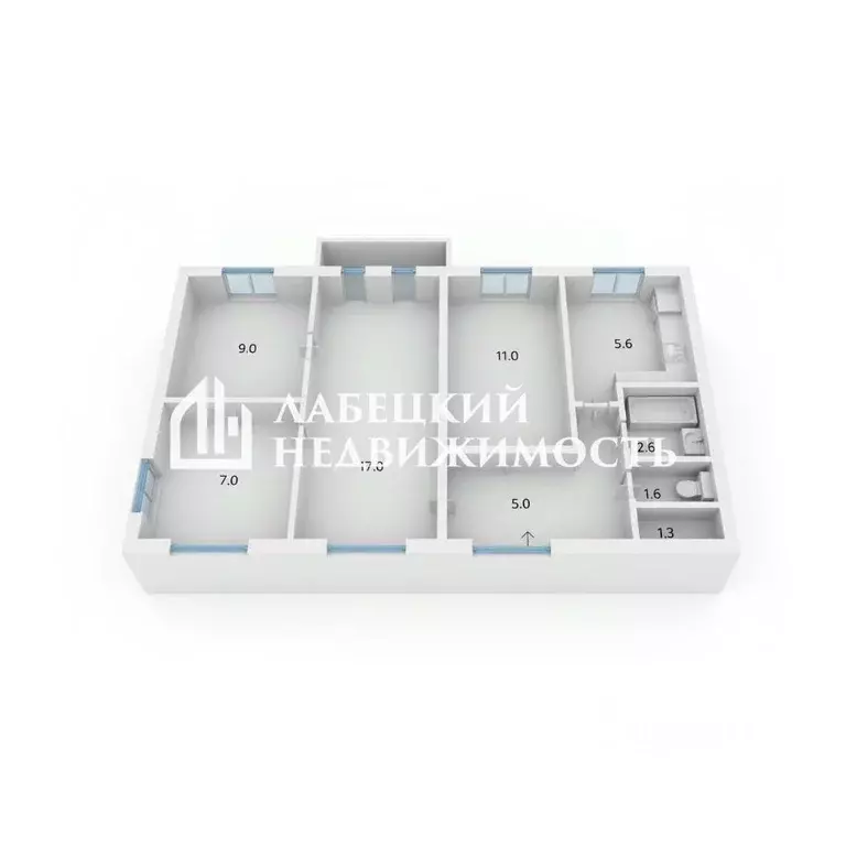 4-к кв. Тверская область, Тверь Октябрьский просп., 55 (60.1 м) - Фото 2