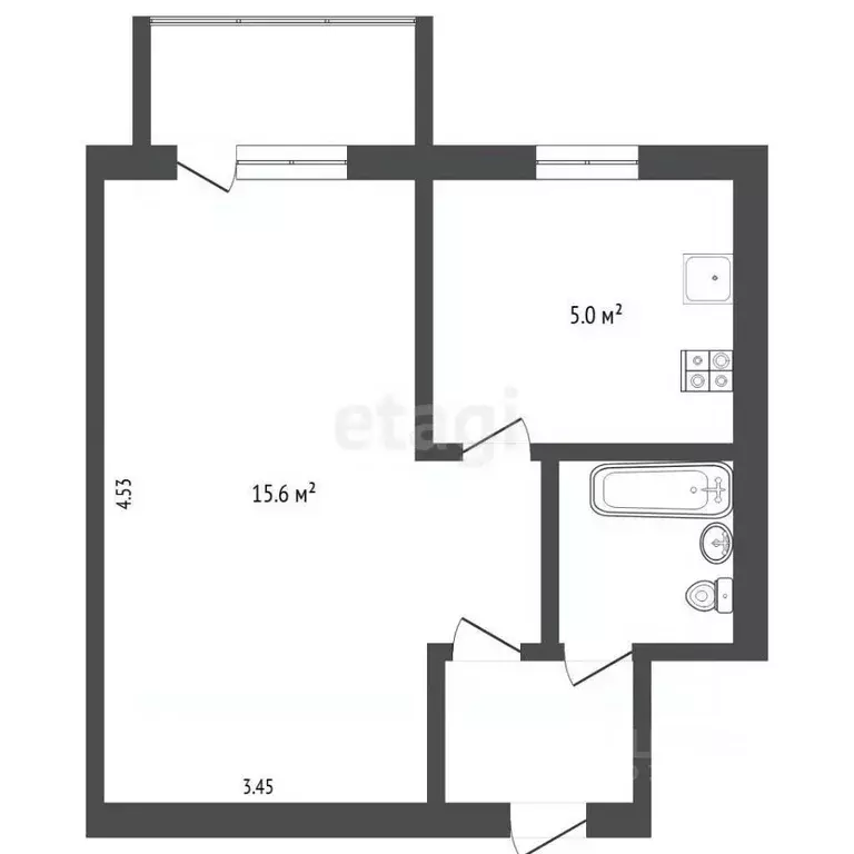 1-к кв. Тюменская область, Тюмень Киевская ул., 68 (31.0 м) - Фото 2