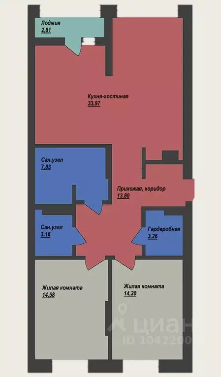 2-к кв. Ханты-Мансийский АО, Ханты-Мансийск ул. Объездная, 57 (93.3 м) - Фото 0