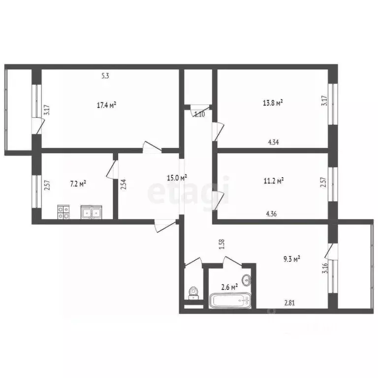 4-к кв. Ямало-Ненецкий АО, Ноябрьск ул. Изыскателей, 38 (80.2 м) - Фото 2