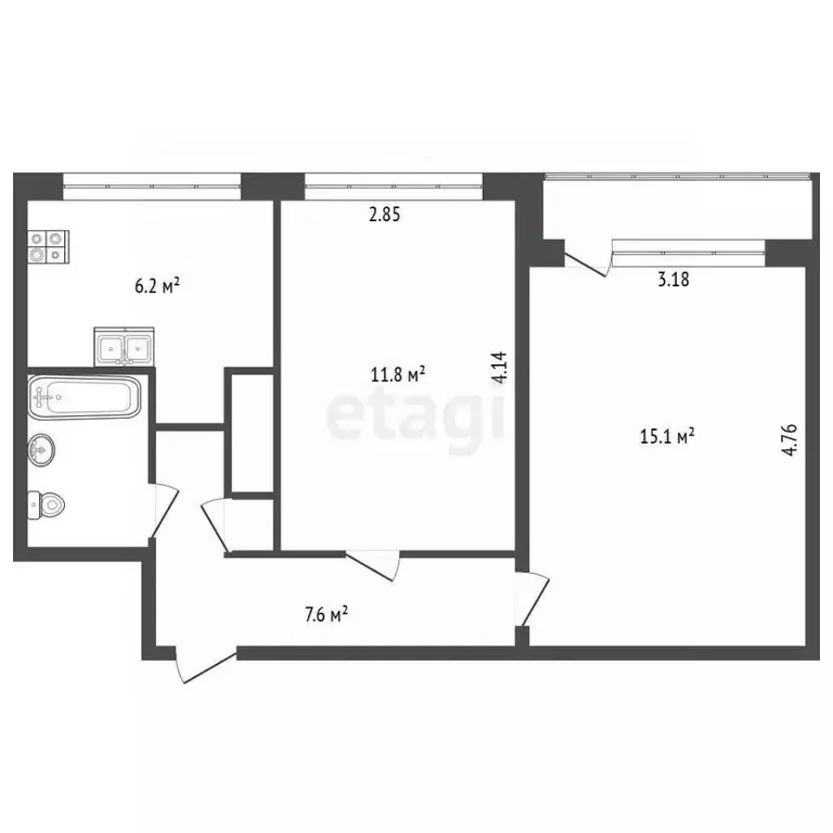 2-к кв. Санкт-Петербург ул. Композиторов, 29К1 (44.0 м) - Фото 2