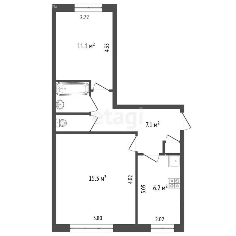 2-комнатная квартира: Набережные Челны, улица Академика Рубаненко, 5 ... - Фото 1
