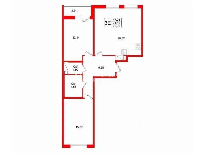 2-к кв. Санкт-Петербург ул. Среднерогатская, 13к1 (73.0 м) - Фото 2