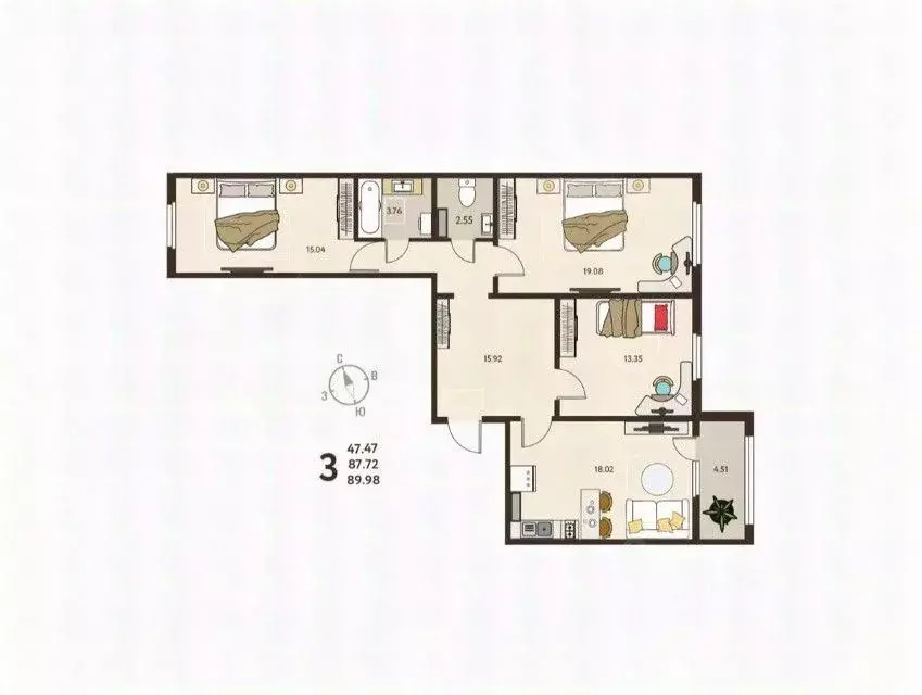 3-к кв. Курская область, Курск ул. Энгельса, 115 (90.0 м) - Фото 0