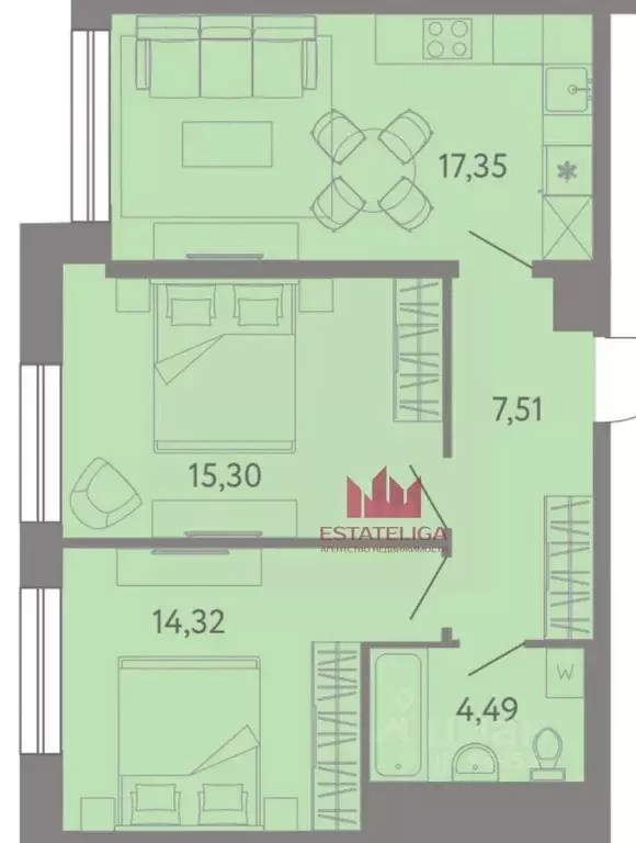 2-к кв. Москва пер. 1-й Котляковский, 2Ак3В (59.2 м) - Фото 2