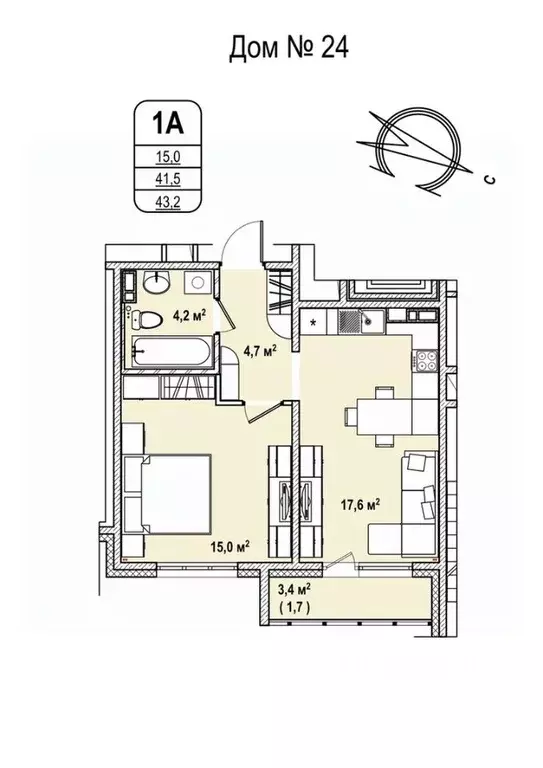 1-к кв. Кемеровская область, Кемерово 68-й мкр,  (43.2 м) - Фото 0