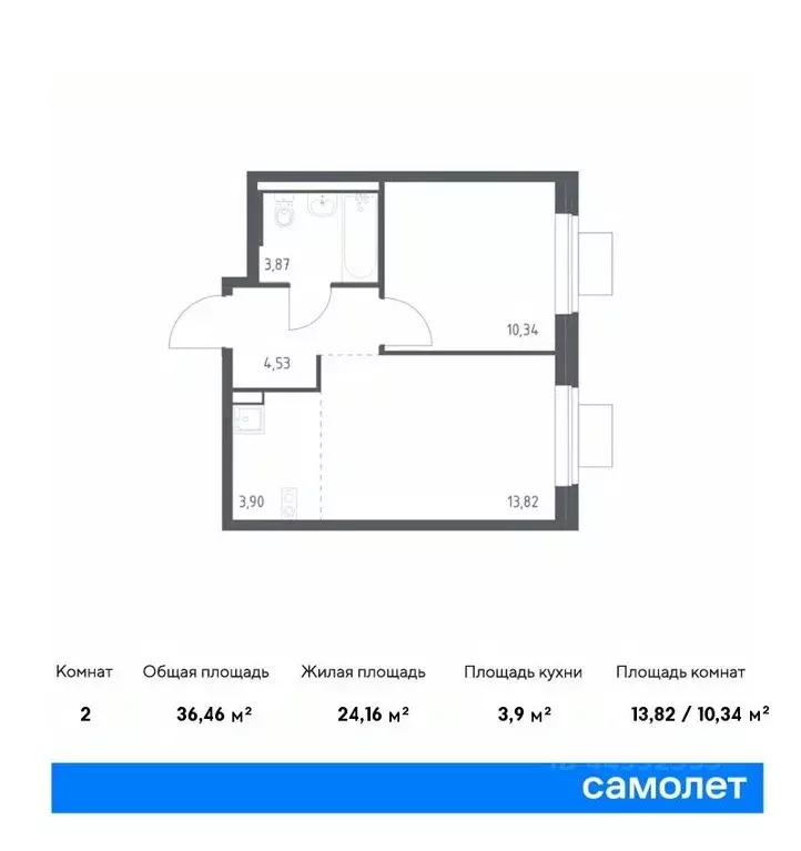 1-к кв. москва подольские кварталы жилой комплекс, к3 (36.46 м) - Фото 0