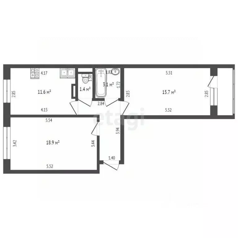 2-к кв. Мордовия, Саранск ул. Косарева, 117 (62.0 м) - Фото 2