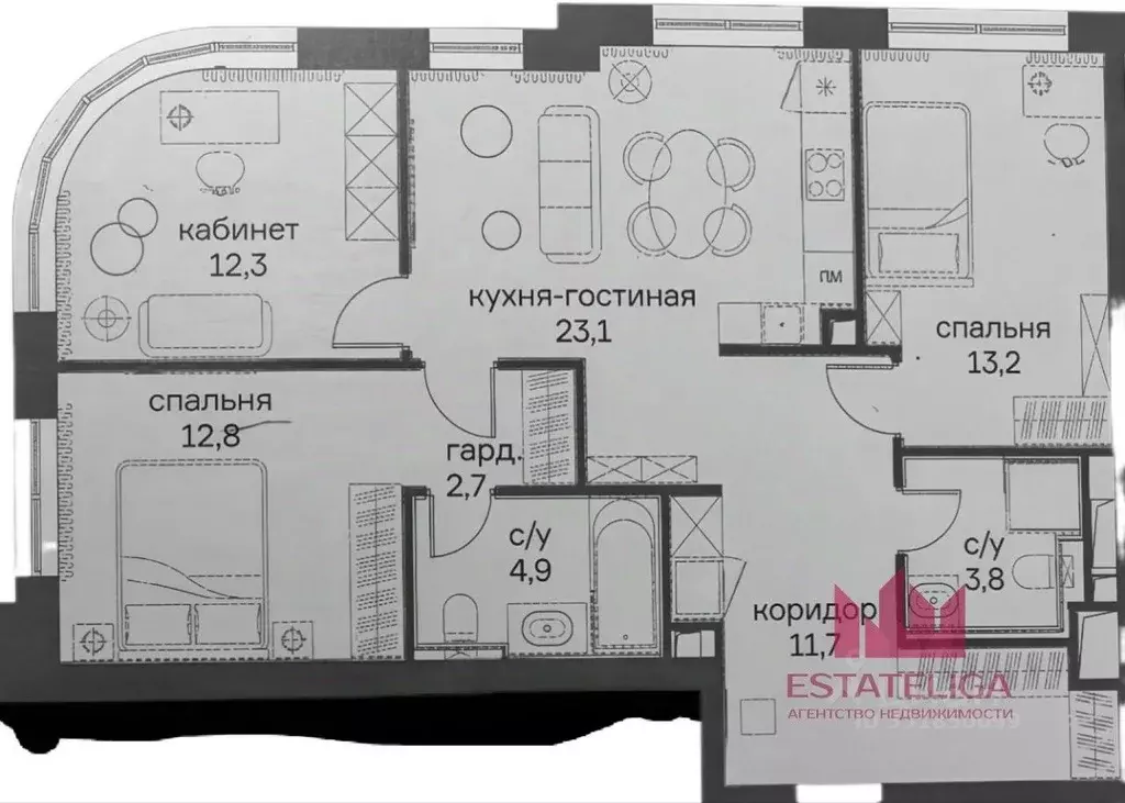 4-к кв. Москва ул. Василия Ланового, 7 (84.5 м) - Фото 1