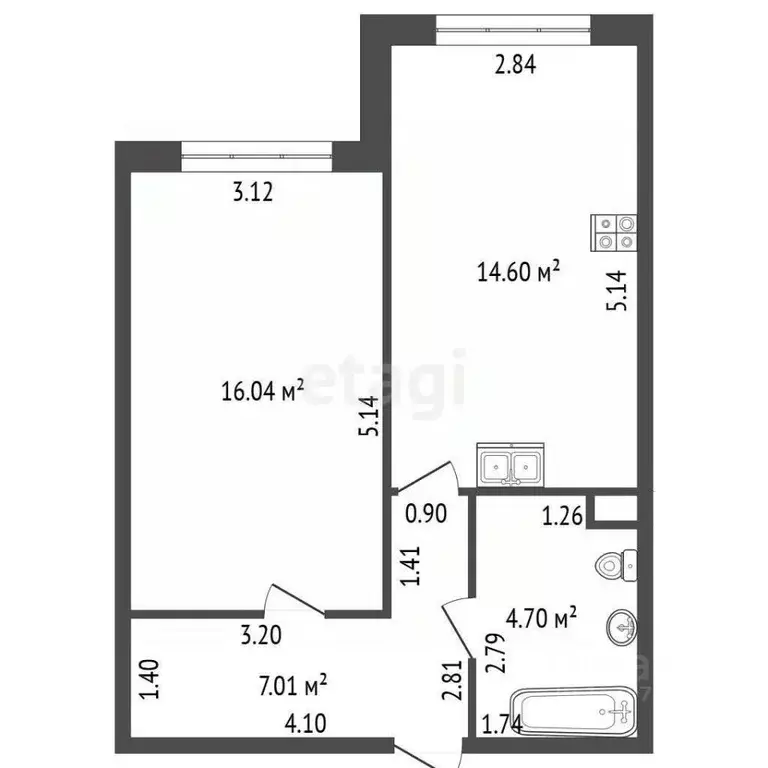 1-к кв. Санкт-Петербург ул. Маршала Захарова, 8 (42.35 м) - Фото 2