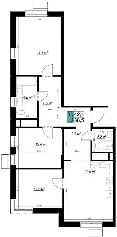 4-комнатная квартира: Одинцово, Можайское шоссе, 98 (88.5 м) - Фото 0