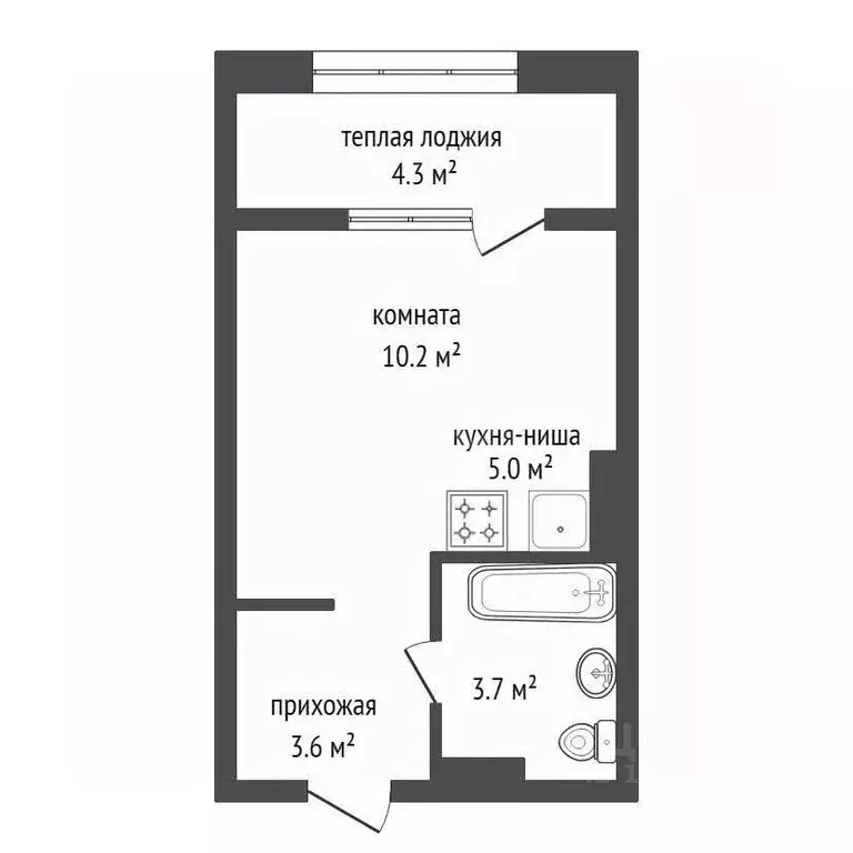 Студия Красноярский край, Красноярск ул. Апрельская, 9А (26.8 м) - Фото 1