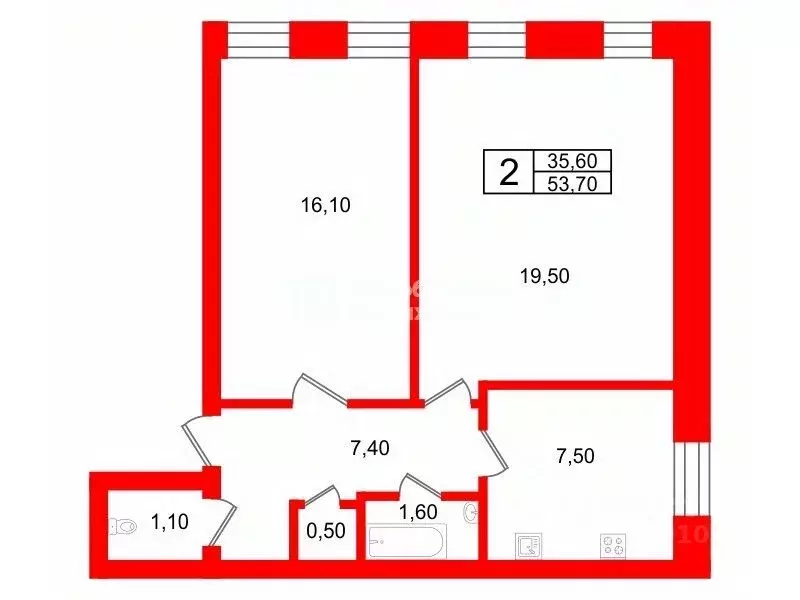 2-к кв. Санкт-Петербург Измайловский просп., 20Ш (53.7 м) - Фото 2