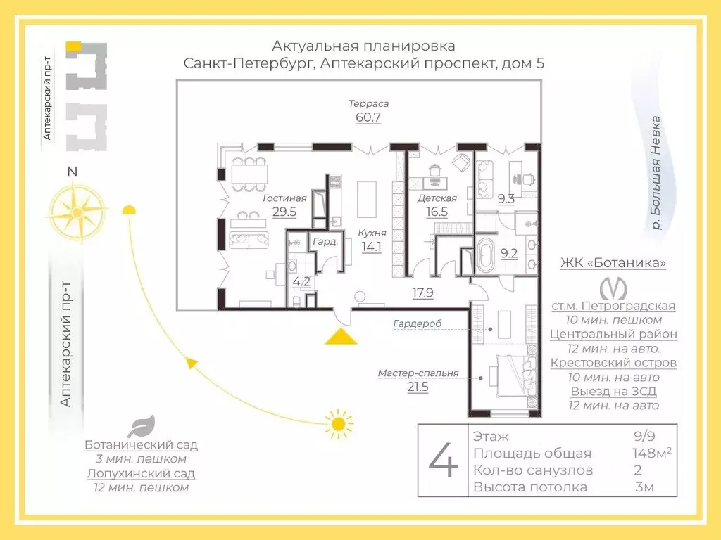 3-к кв. Санкт-Петербург Аптекарский просп., 5 (148.0 м) - Фото 1