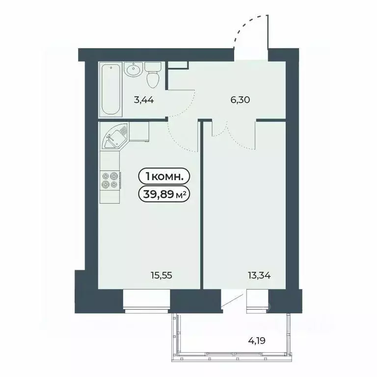 1-к кв. Красноярский край, Красноярск ул. Светлова, 25/1 (39.89 м) - Фото 1
