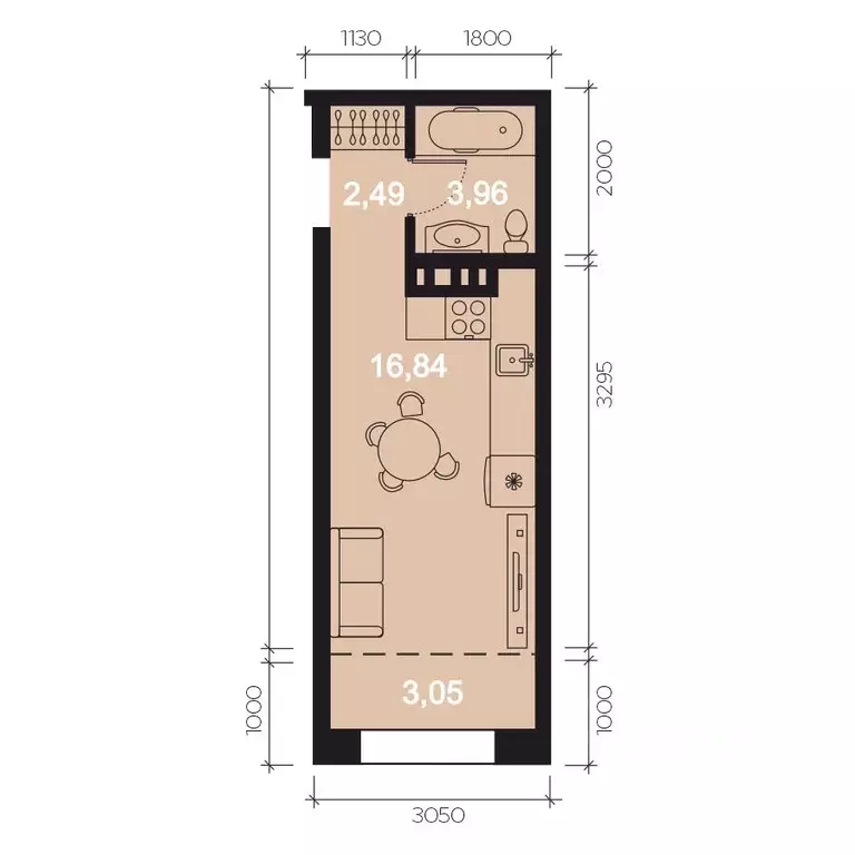 1-к кв. Иркутская область, Иркутск наб. Верхняя, 127 (26.34 м) - Фото 1