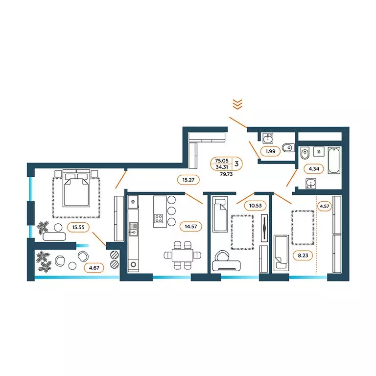 3-комнатная квартира: Батайск, Родная улица, 1 (81 м) - Фото 1