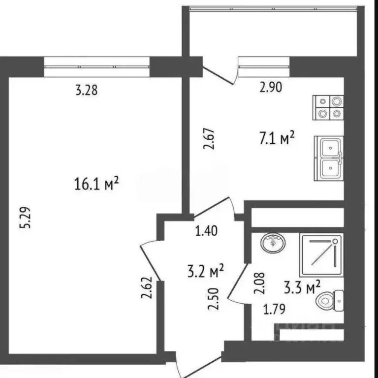 1-к кв. Крым, Симферополь ул. Балаклавская, 73Д (30.0 м) - Фото 2