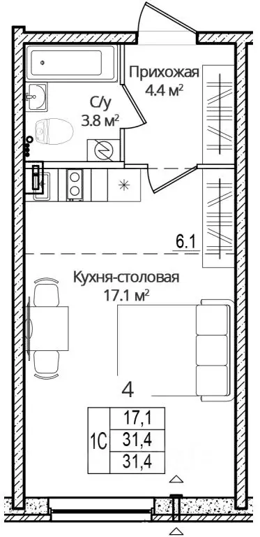 Студия Псковская область, Псковский муниципальный округ, д. Борисовичи ... - Фото 1