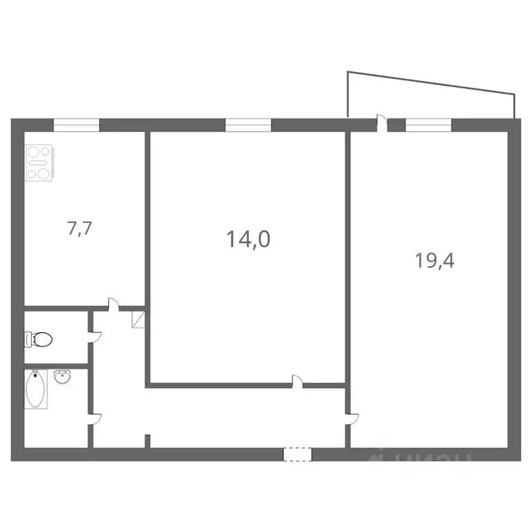 2-к кв. Омская область, Омск ул. 70 лет Октября, 20 (54.1 м) - Фото 1