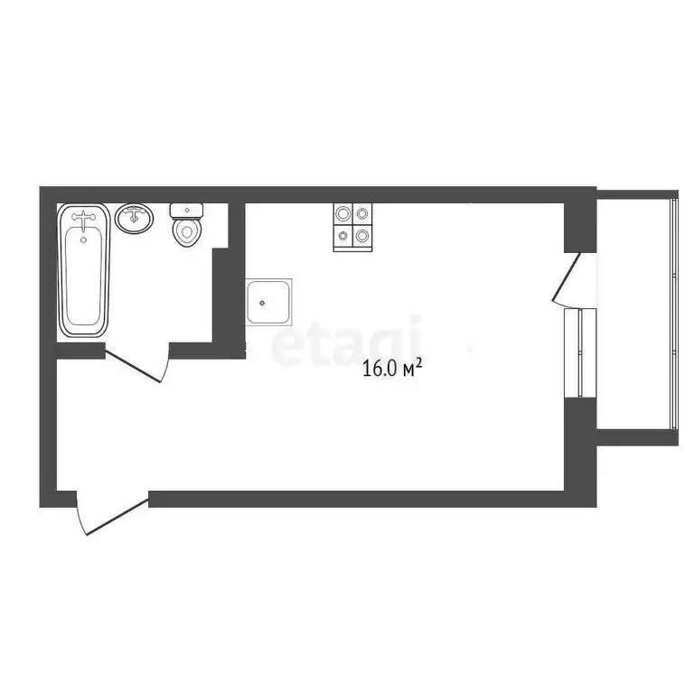 Квартира-студия: Тюмень, Велижанская улица, 66 (25.6 м) - Фото 1