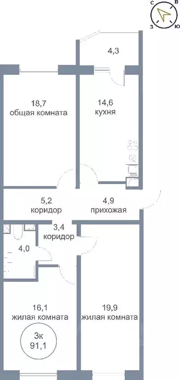 3-к кв. Ханты-Мансийский АО, Ханты-Мансийск ул. Георгия Величко, 13 ... - Фото 0