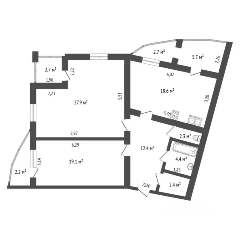 2-к кв. Тюменская область, Тюмень ул. Котельщиков, 19 (87.1 м) - Фото 2