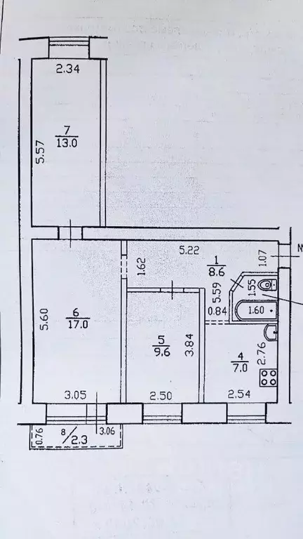 3-к кв. Башкортостан, Уфа Караидельская ул., 48 (57.5 м) - Фото 2