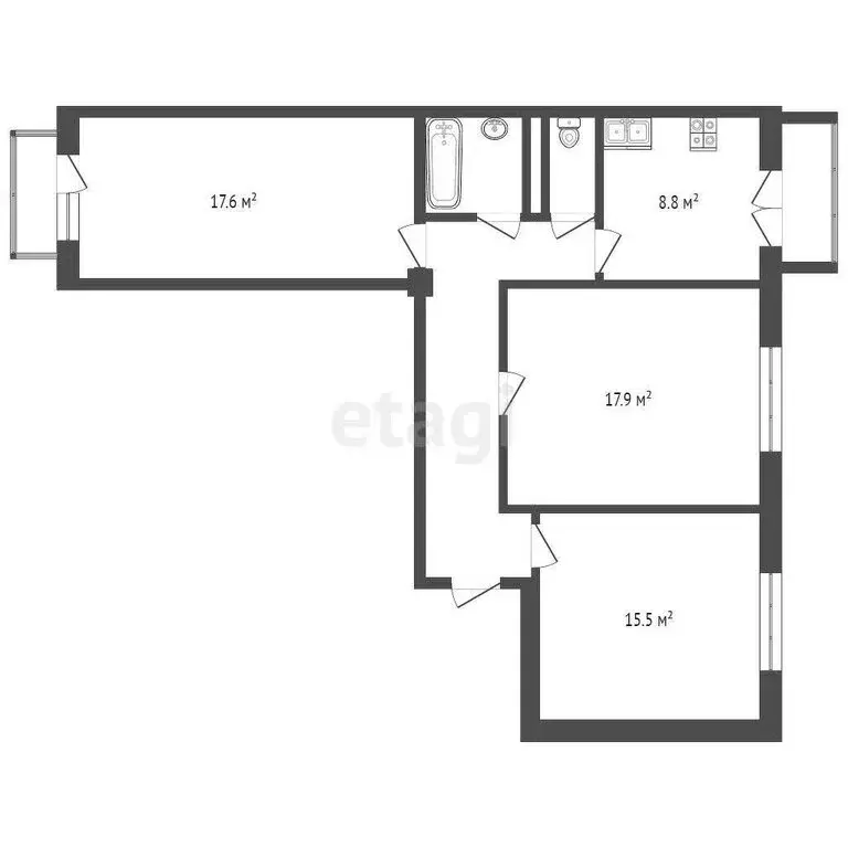 3-комнатная квартира: Москва, улица Мастеркова, 3 (77.4 м) - Фото 0