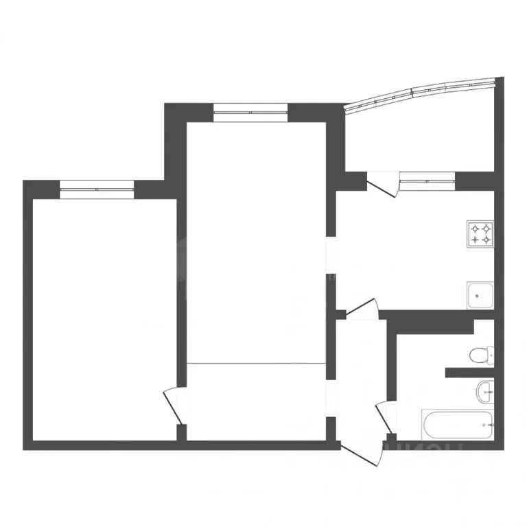 2-к кв. Тюменская область, Тюмень ул. Федюнинского, 60к2 (59.0 м) - Фото 2