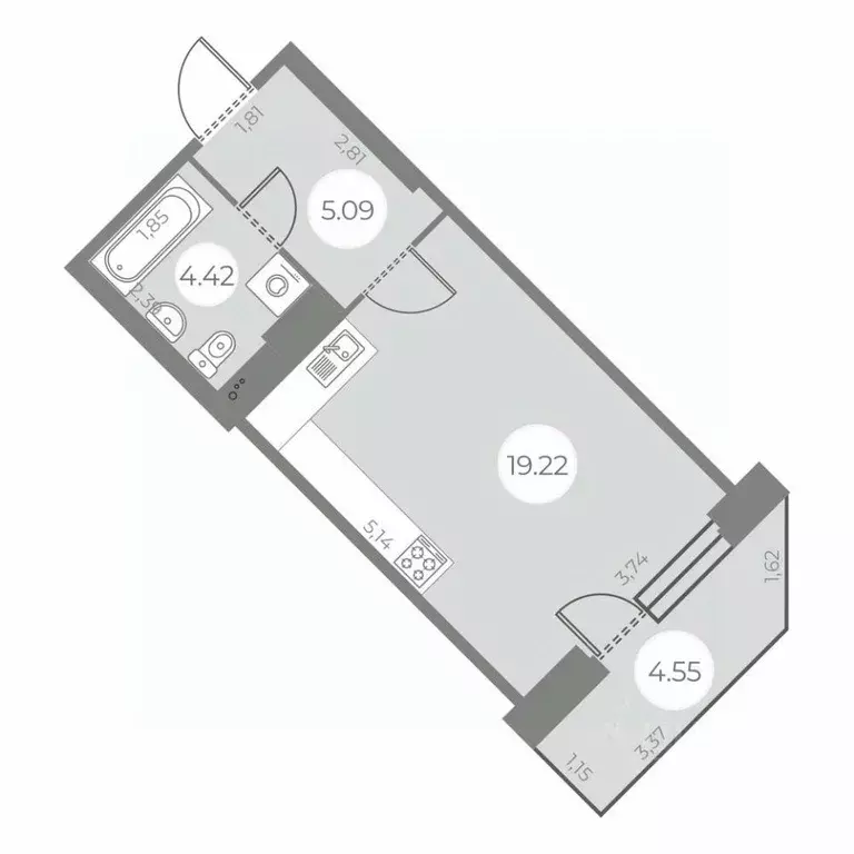 Студия Санкт-Петербург ул. Маршала Захарова, 8 (30.09 м) - Фото 0