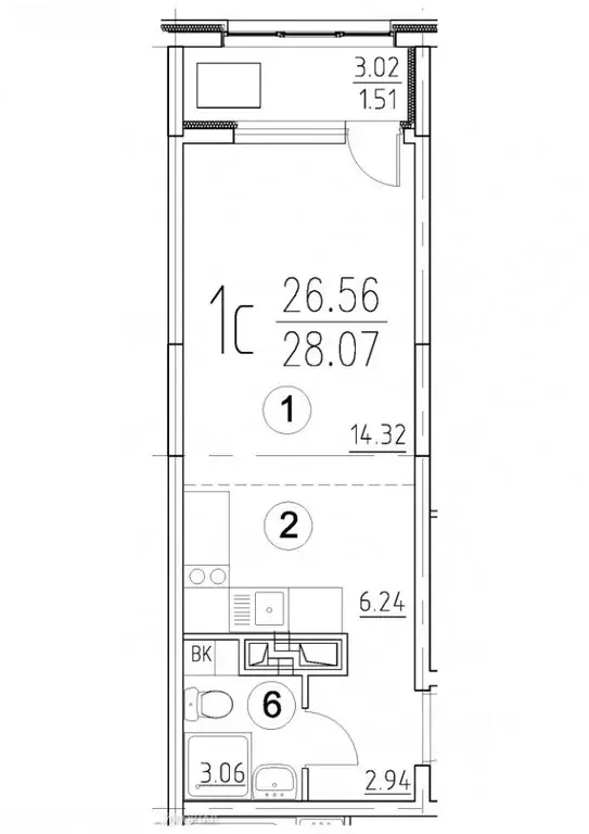 Студия Пензенская область, Пенза просп. Победы, 96Е (29.6 м) - Фото 1