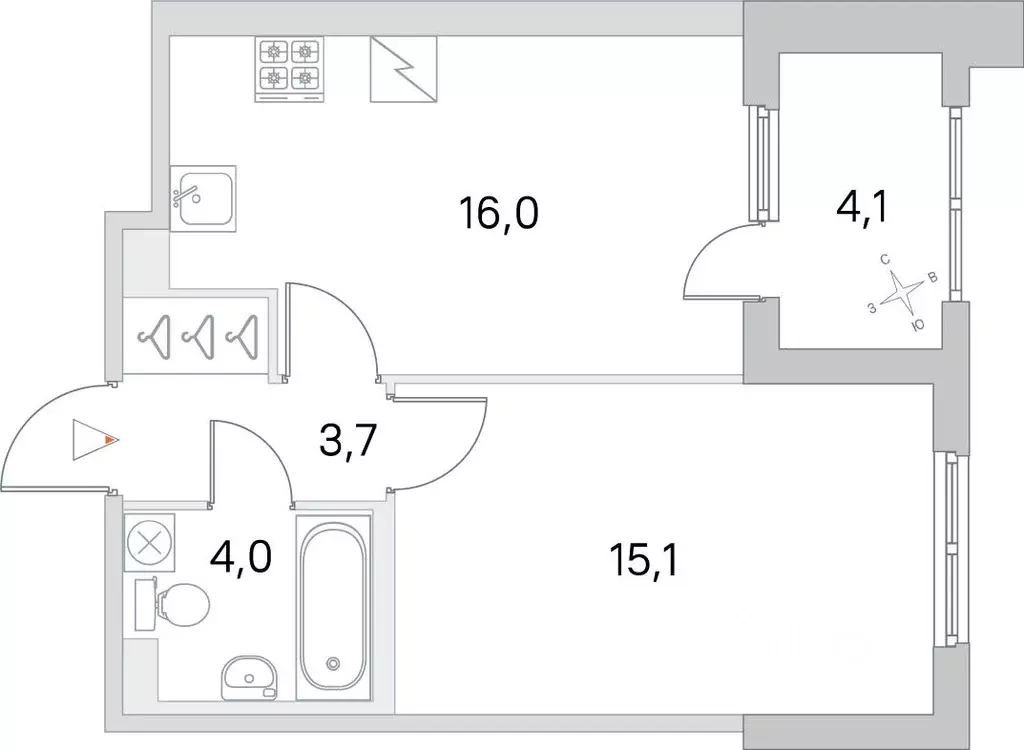 1-к кв. Санкт-Петербург пос. Шушары, ЮгТаун жилой комплекс (40.85 м) - Фото 0