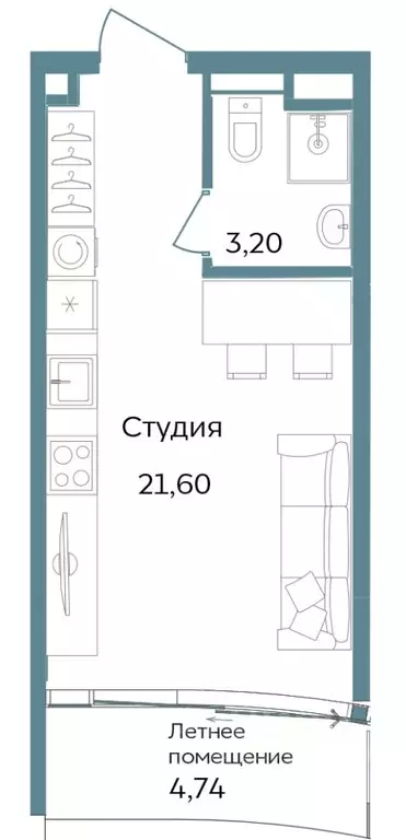 Студия Крым, Саки ул. Морская (29.54 м) - Фото 0