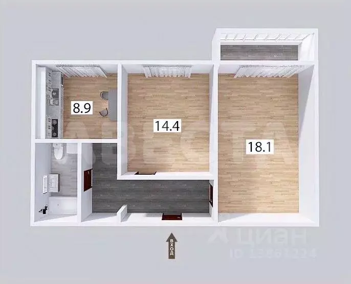 2-к кв. Омская область, Омск ул. Ватутина, 29/2 (54.1 м) - Фото 1