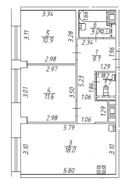 2-к кв. Санкт-Петербург ул. Челюскина, 10 (54.3 м) - Фото 2