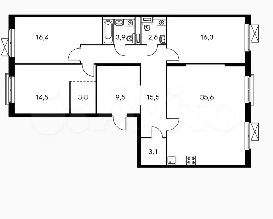 3-к. квартира, 121 м, 8/13 эт. - Фото 0