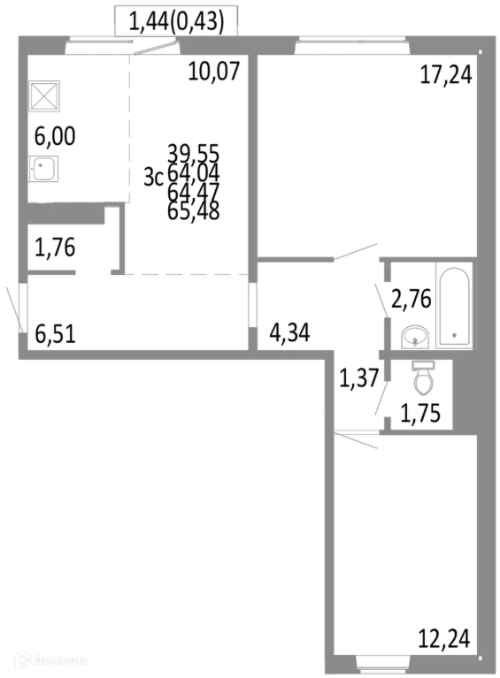 Продаётся 3-к квартира, 64.47 м - Фото 0
