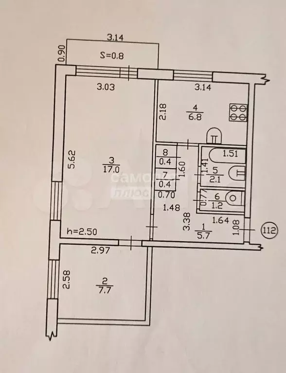 2-к. квартира, 42,1 м, 4/5 эт. - Фото 0