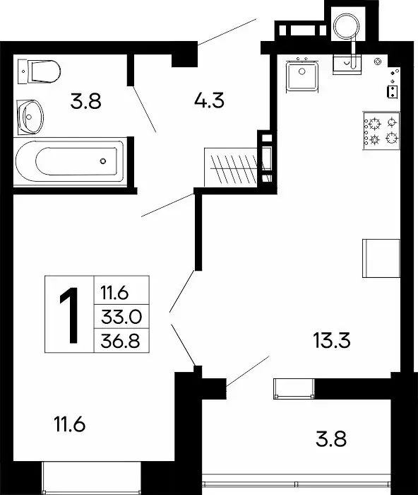 1-комнатная квартира: Феодосия, ш. Симферопольское (36.8 м) - Фото 0