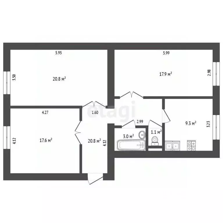 3-к кв. Крым, Феодосия ул. Дружбы, 34 (60.0 м) - Фото 2